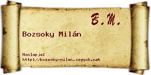 Bozsoky Milán névjegykártya