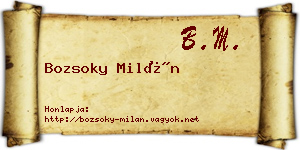 Bozsoky Milán névjegykártya